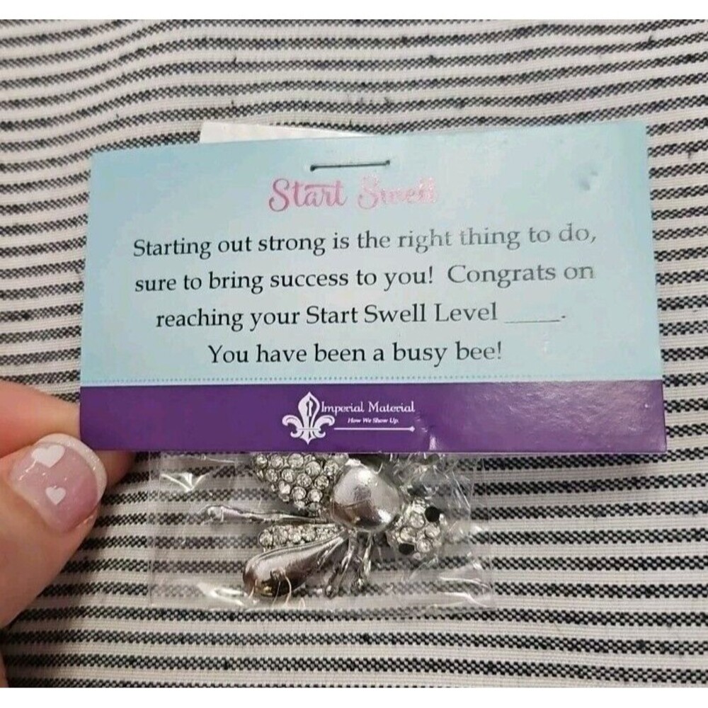 Thirty One 31 Consultant Start Swell Busy Bee Pin Silver W Rhinestones NIB